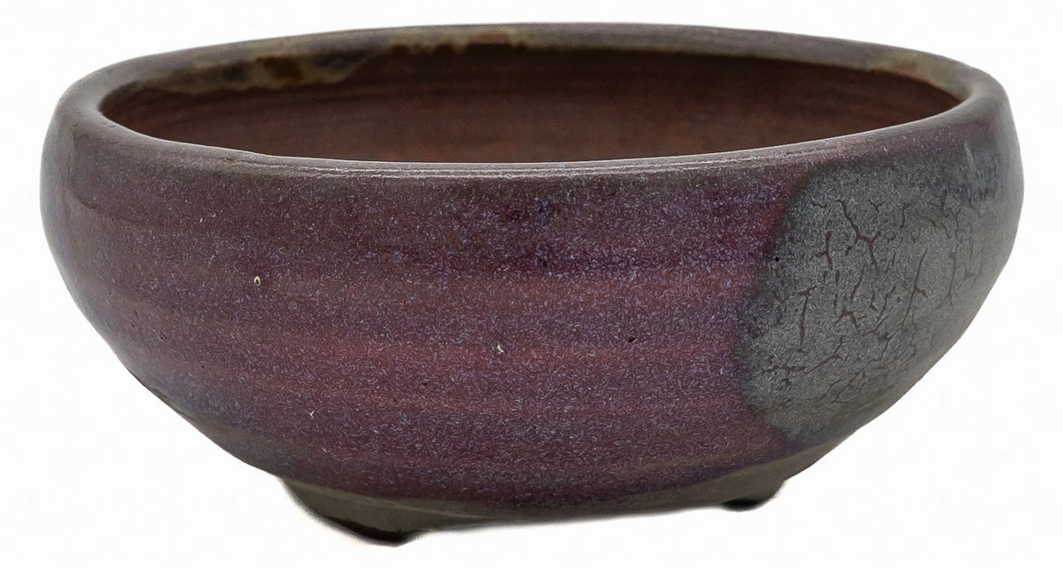 Fukushige Bushuan round purple frost bonsai pot