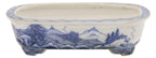 Ito Gekkou sometsuke rectangle bonsai pot with village scene