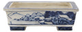 Ito Gekkou sometsuke rectangle bonsai pot with mountains and fishing village