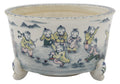 Ishida Shoseki go-sai round bonsai pot with children playing