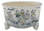 Ishida Shoseki go-sai round bonsai pot with children playing