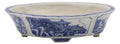 Ito Gekkou sometsuke mokko bonsai pot with village panels