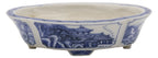 Ito Gekkou sometsuke mokko bonsai pot with village panels