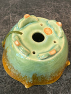 Fuka (Kiyoshi Koiwai) Lotus-Rim Shohin – Amber over Celadon Crackle