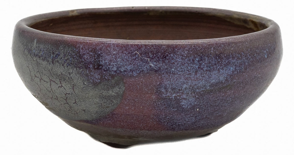 Fukushige Bushuan round purple frost bonsai pot