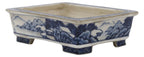Ito Gekkou sometsuke rectangle bonsai pot with mountains and fishing village