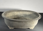 Tokoname dark oval bonsai pot three quarter view