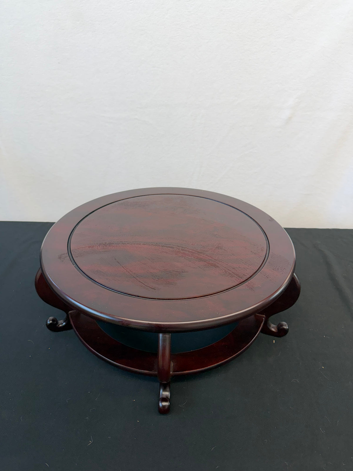 Round Japanese Rosewood Display Stand, 17.75", Scroll Feet