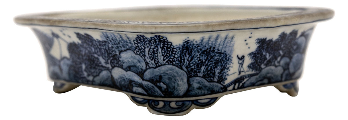 Ito Gekkou sometsuke rectangle bonsai pot