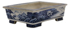 Ito Gekkou sometsuke rectangle bonsai pot with mountains and fishing village