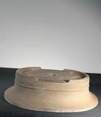 Seibun unglazed oval bonsai pot, foot and side