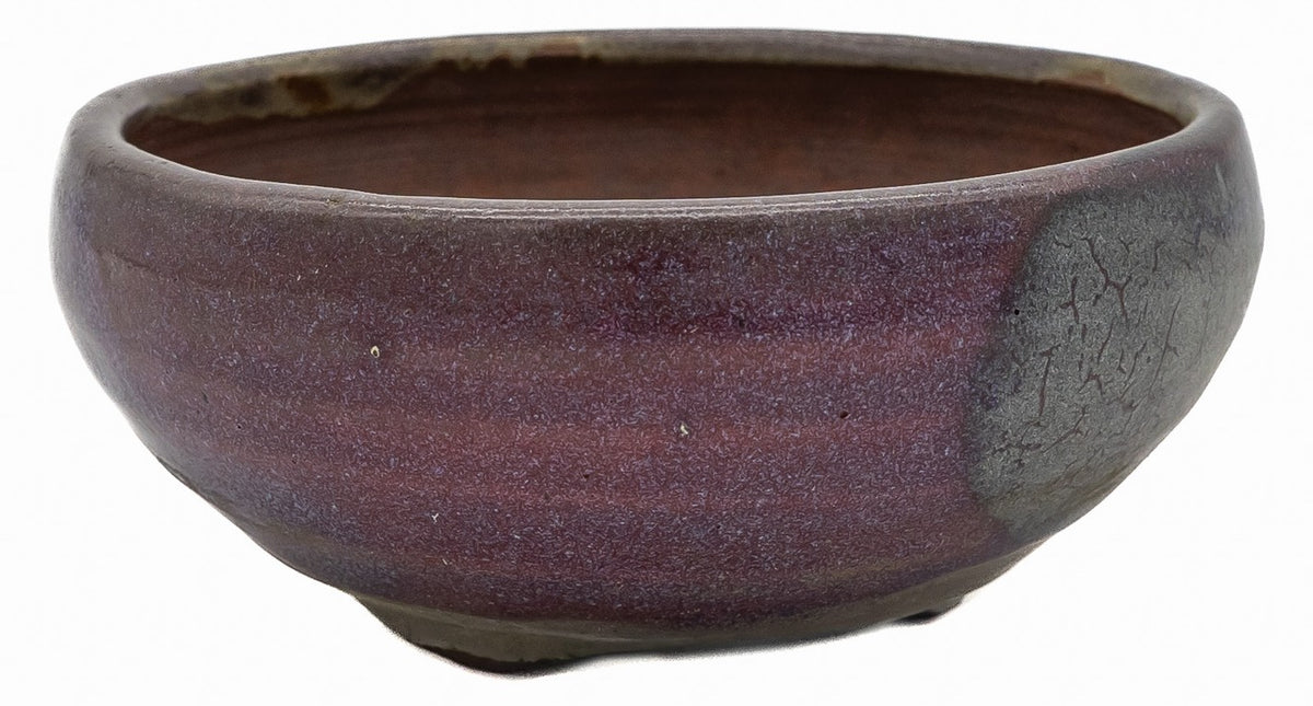 Fukushige Bushuan round purple frost bonsai pot