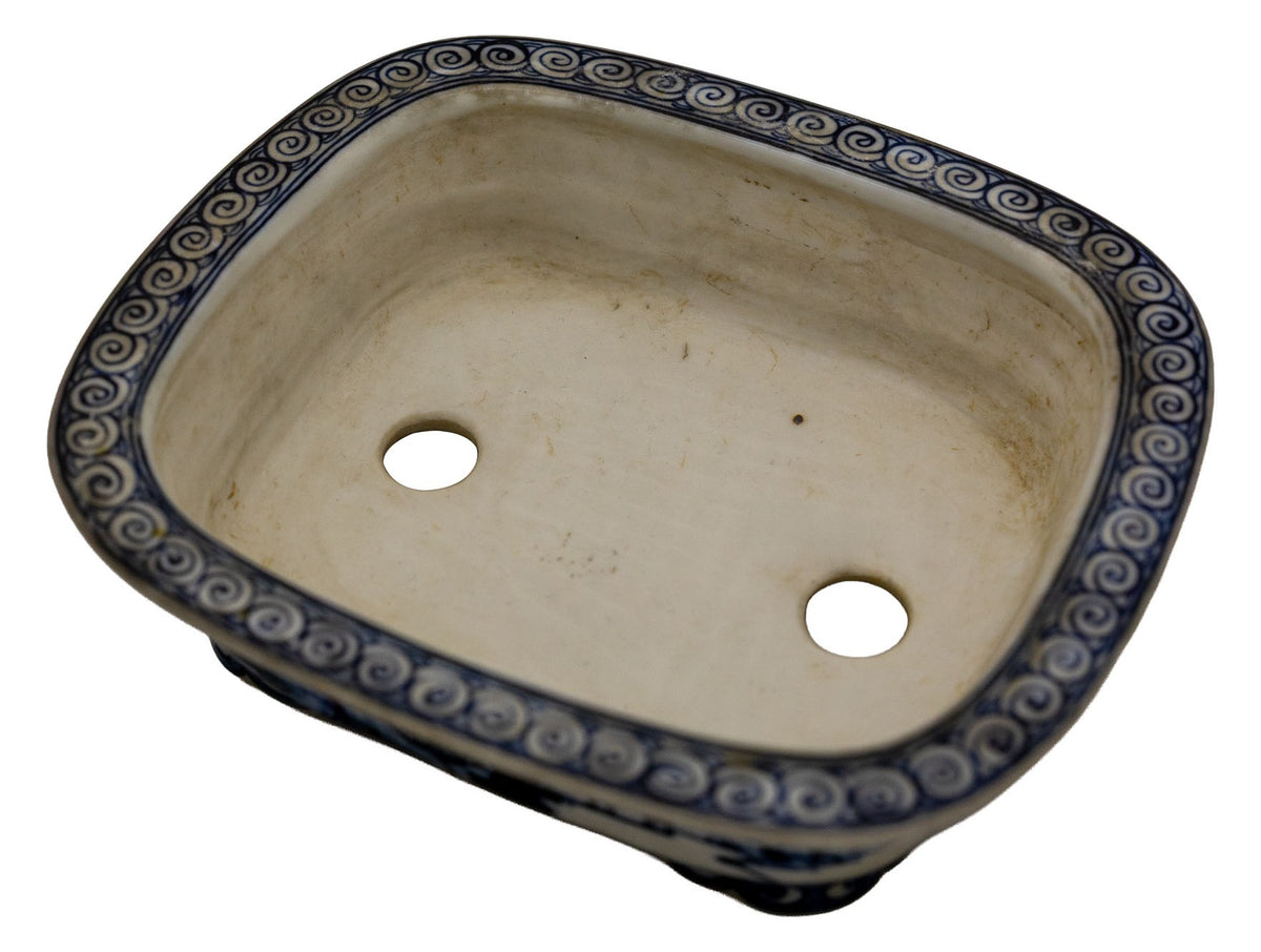 Ito Gekkou sometsuke rectangle bonsai pot