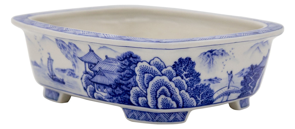 Ito Gekkou sometsuke oval bonsai pot - reverse side