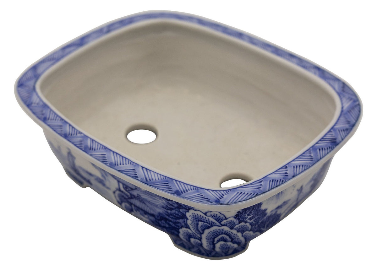 Ito Gekkou sometsuke oval bonsai pot - interior