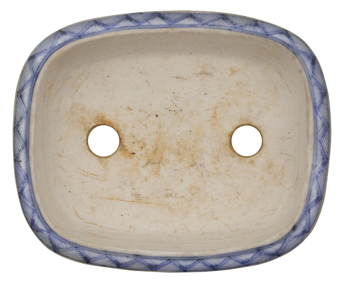 Ito Gekkou sometsuke rectangle bonsai pot with village scene