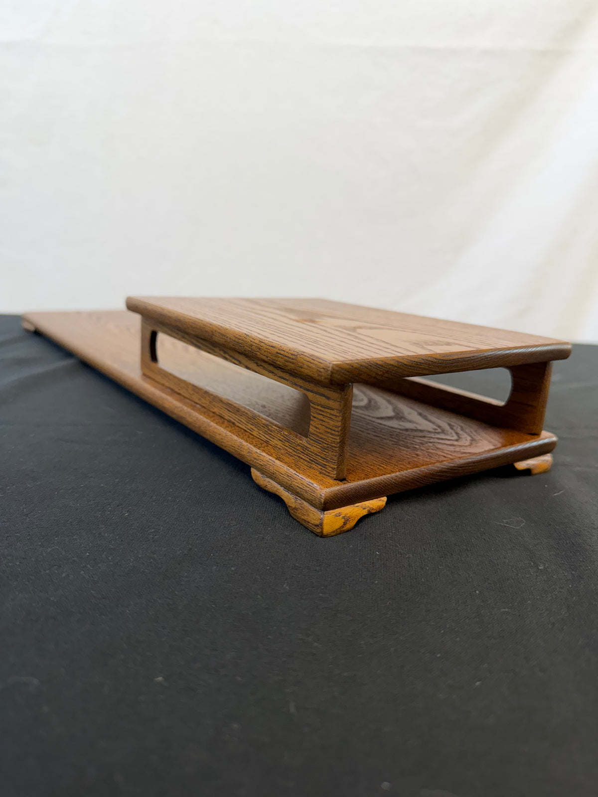 Two-Level Japanese Display Stand, Light Figured Hardwood, 20" Long