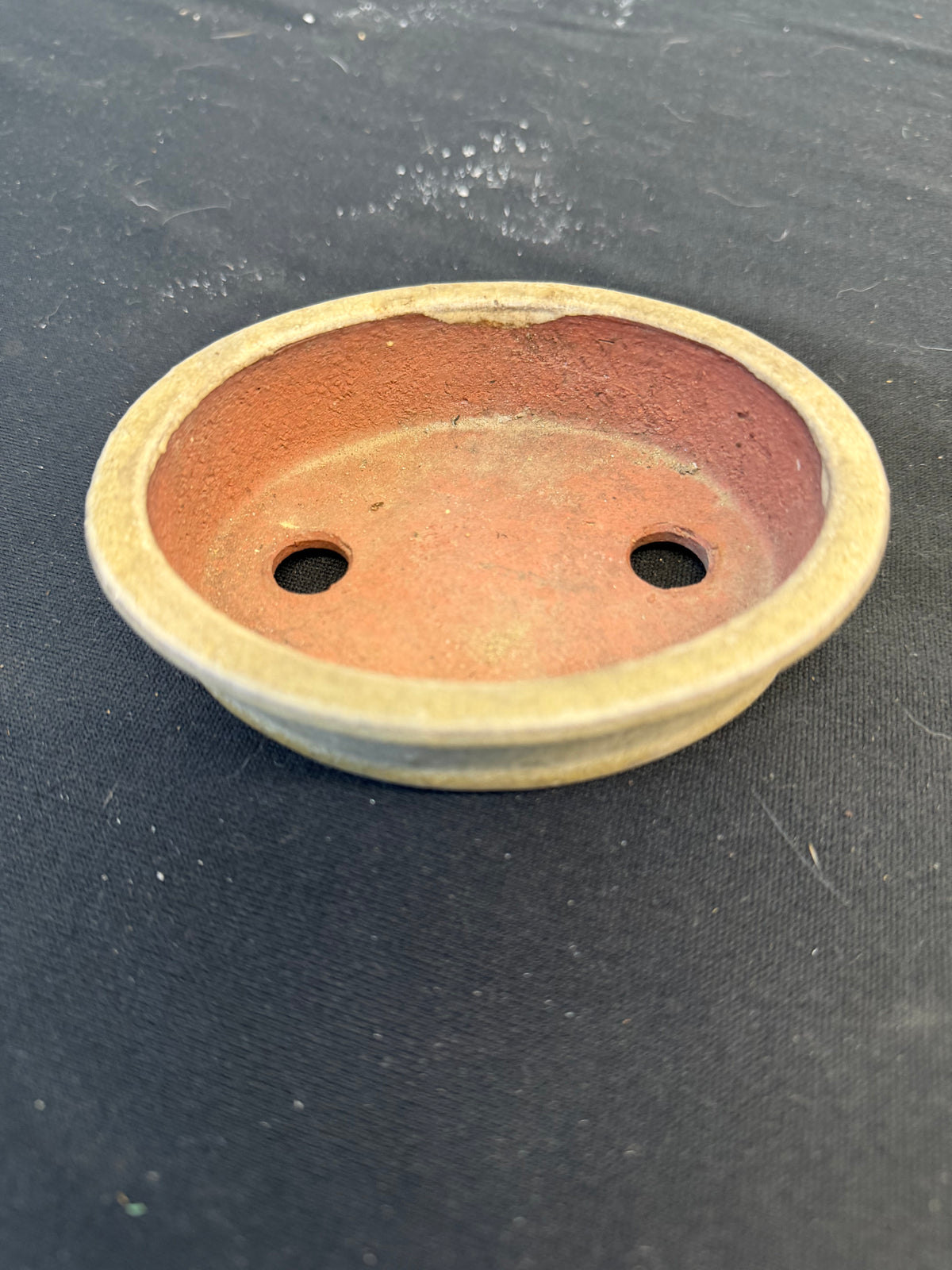 4.25x3.25x1.5 Inch Yozan Oval Bonsai Pot – Cream Celadon Glaze