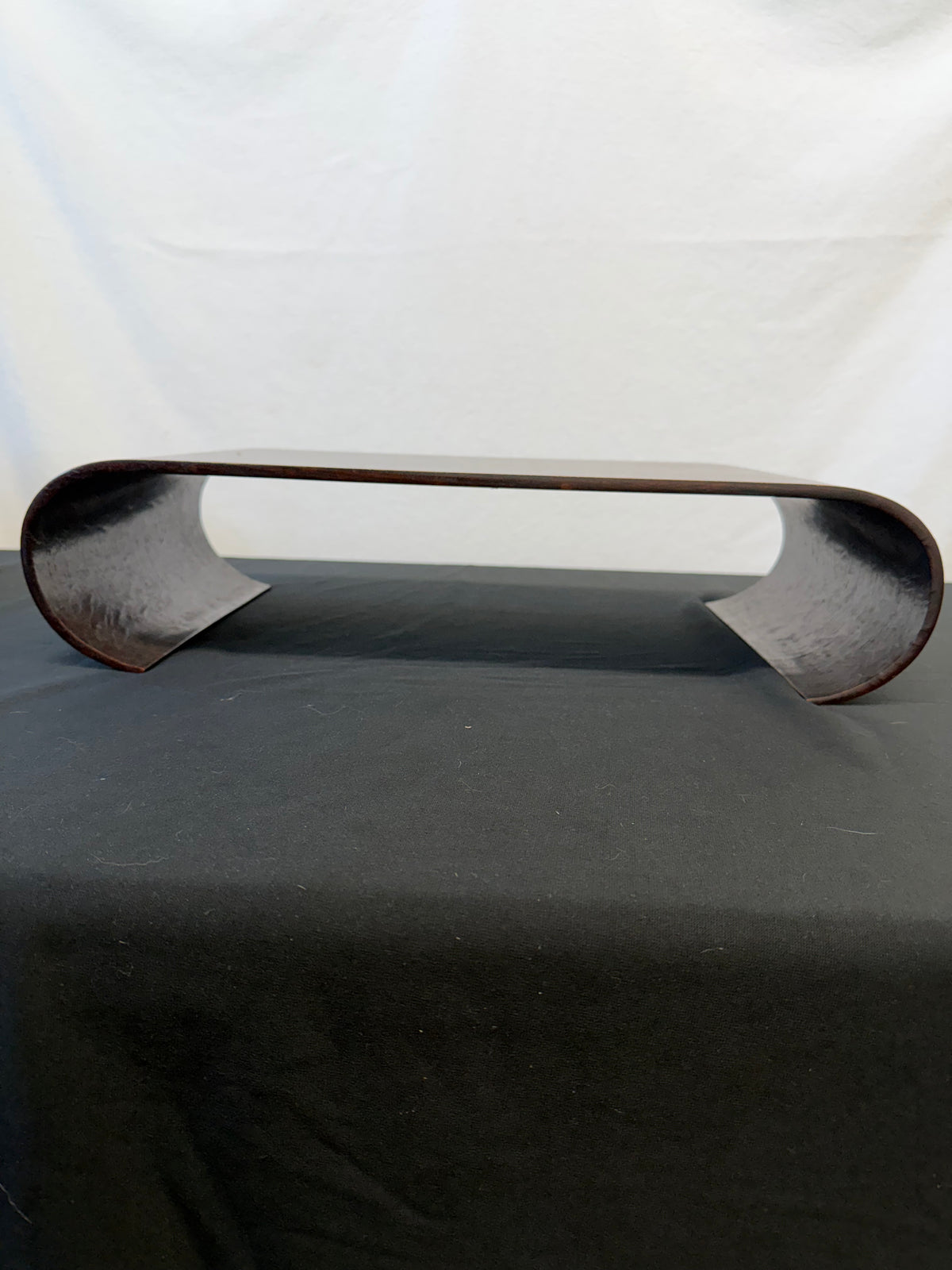 Japanese Scroll-Form Display Stand, Bent Hardwood, Seal Marked