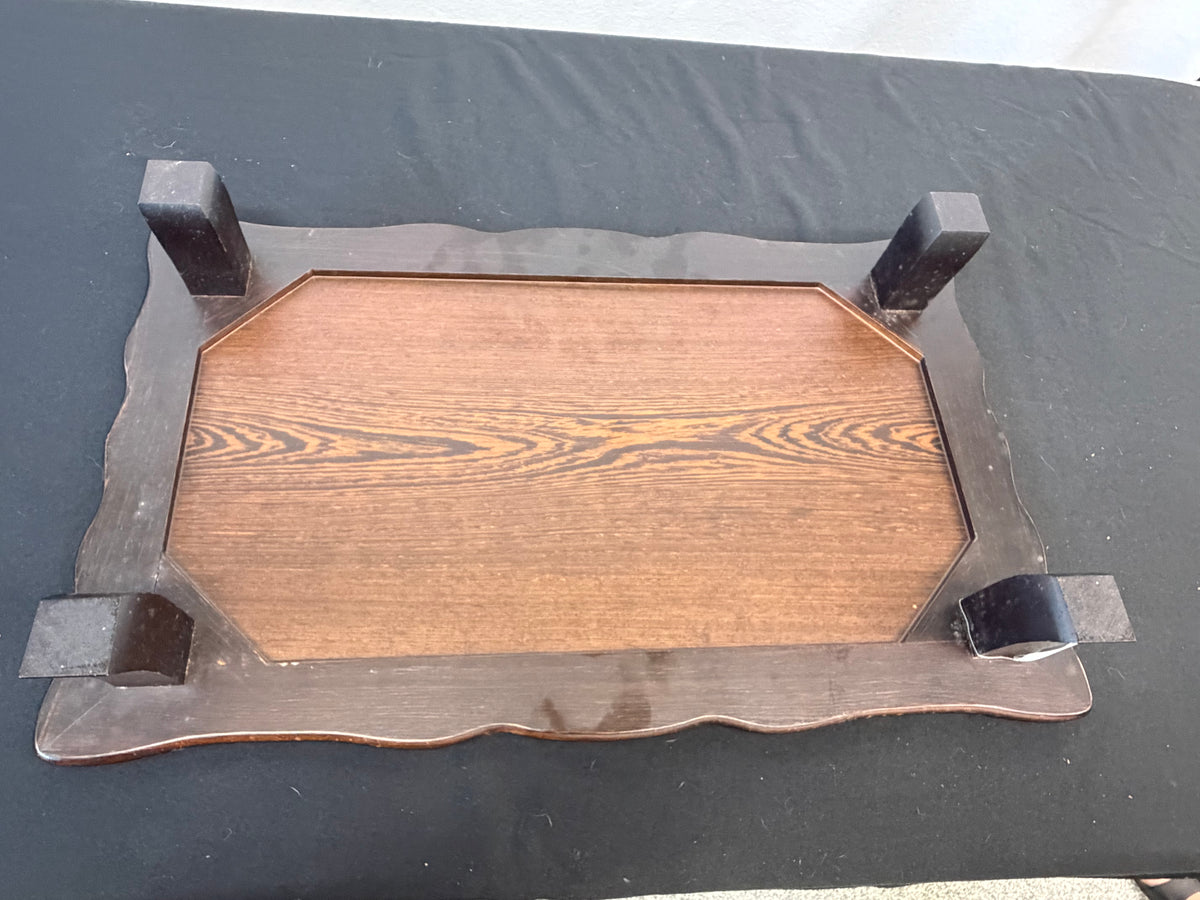 Low Japanese Display Table, 25" x 15", Wavy Edge, Figured Panel (21B)