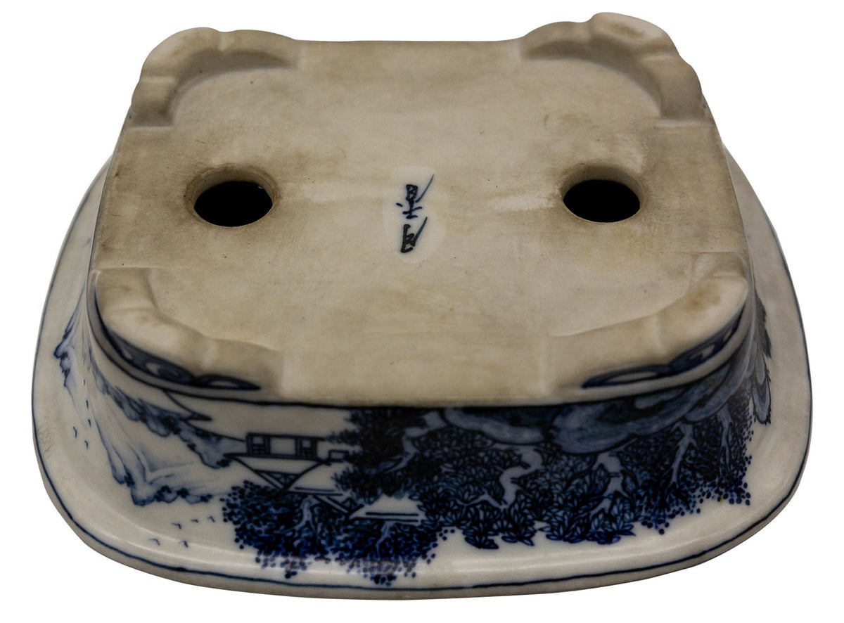 Ito Gekkou sometsuke rectangle bonsai pot