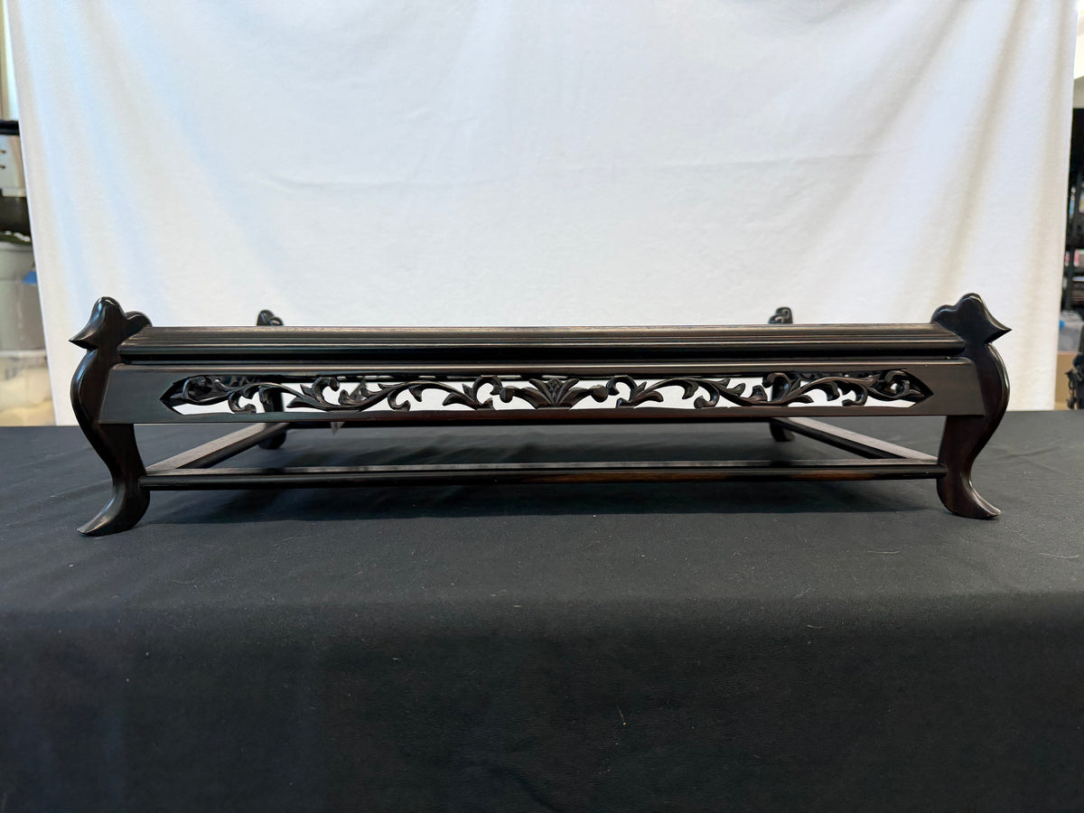 Low Japanese Rosewood Display Table, 29.5" x 17", Carved Scroll Corner Ears
