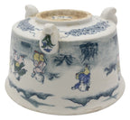 Ishida Shoseki go-sai round bonsai pot with children playing
