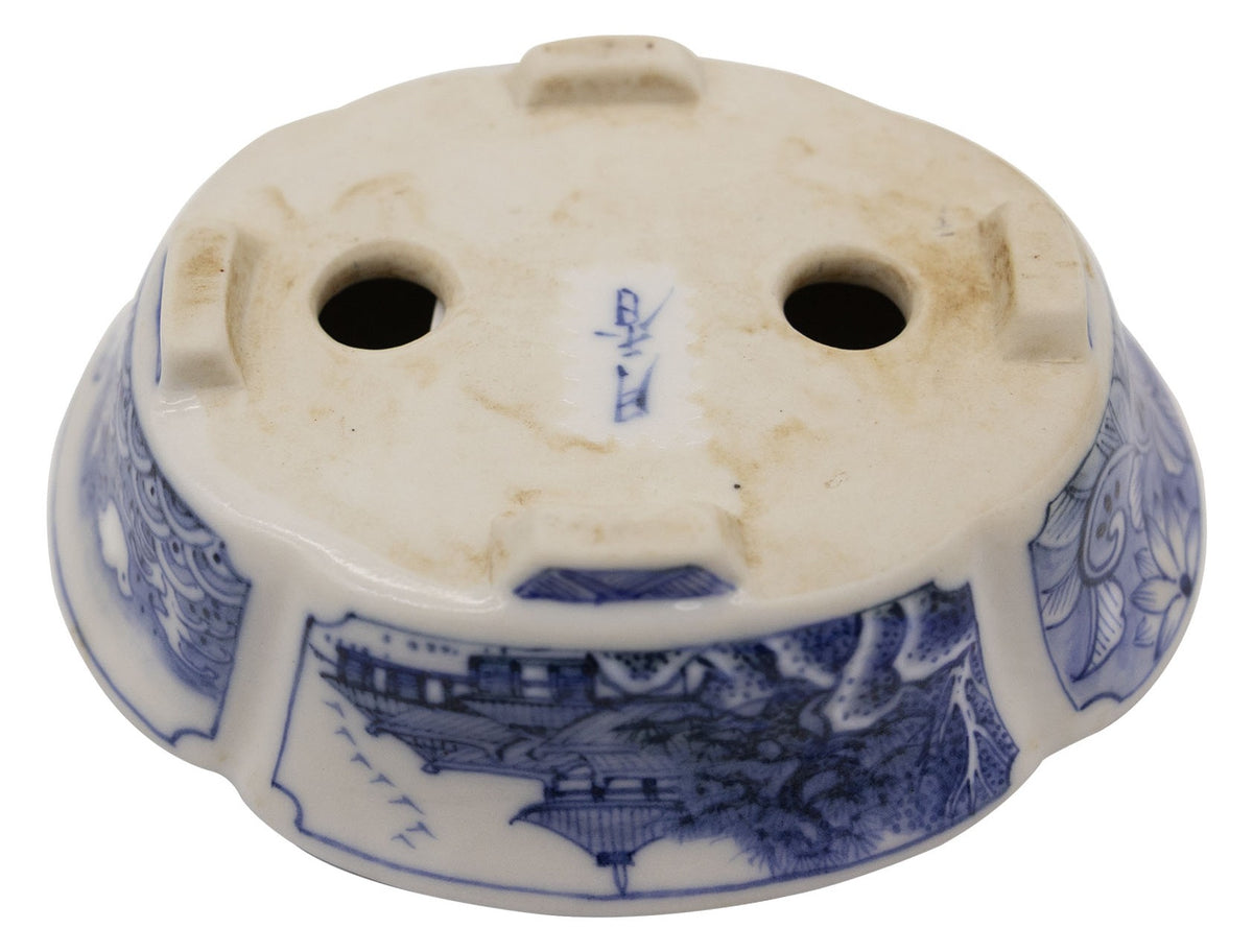 Ito Gekkou sometsuke mokko bonsai pot with village panels