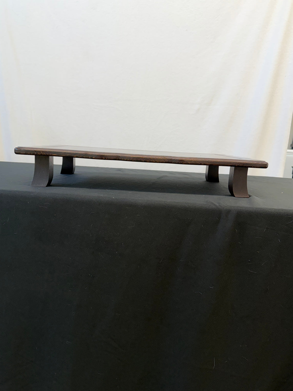 Low Japanese Display Table, 25" x 15", Wavy Edge, Figured Panel (21A)