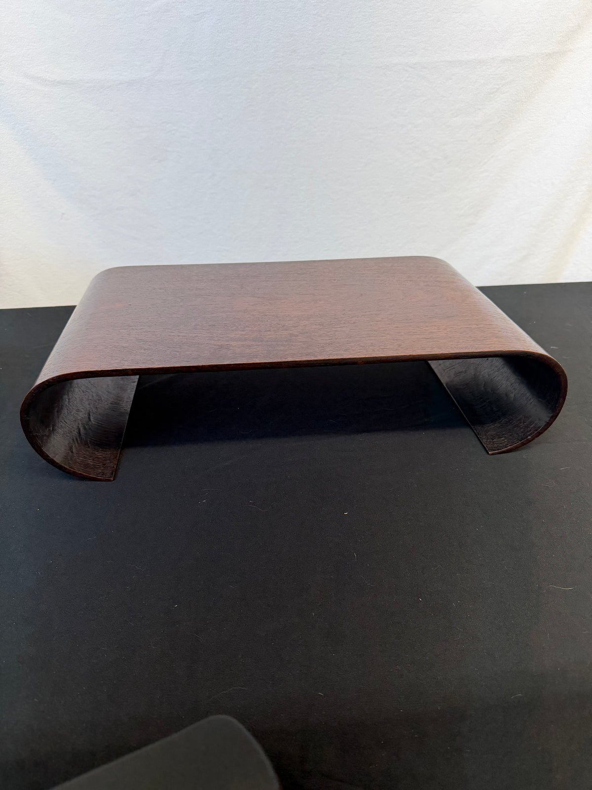 Japanese Scroll-Form Display Stand, Bent Hardwood, Seal Marked
