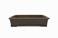 Large Rectangular Unglazed Japanese Bonsai Pot – Suzuki Suzan Kiln, Hand Carved Extended Rim, Special Commission Signature, Bottom Border