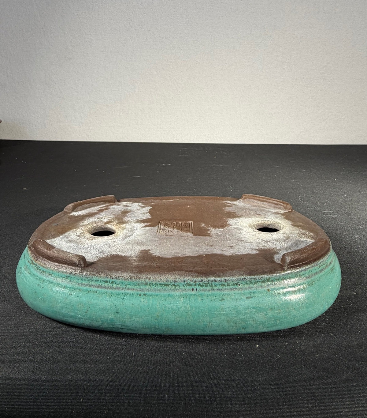 Tousui Turquoise Glazed Oval Bonsai Pot 9 x 6.5 x 1.5