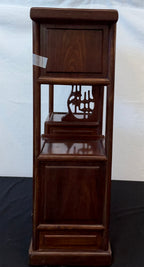 Japanese Rosewood Display Cabinet (Kazaridana), Doors, Drawers, Carved Bamboo Panel