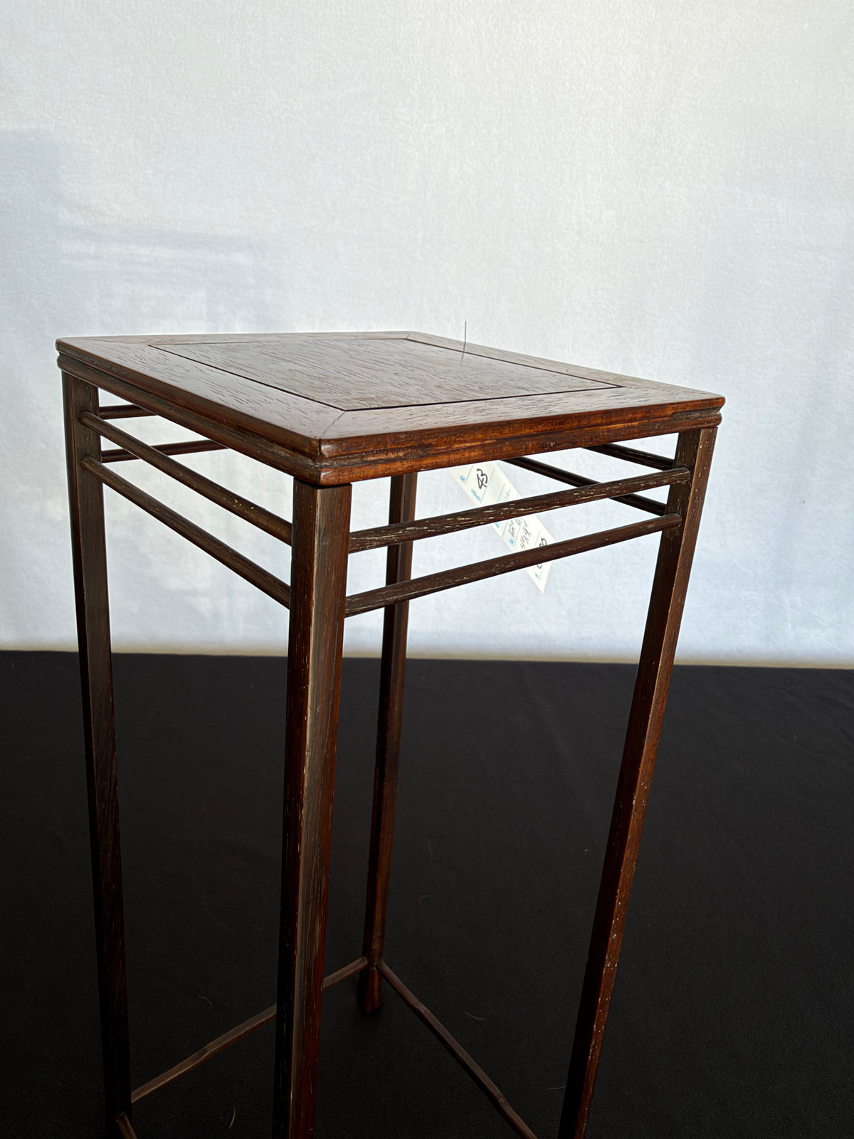 Tall Square Hardwood Stand with Double Rails, Seal Marked