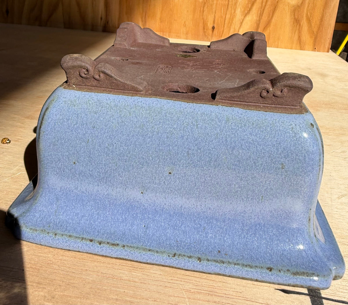 3rd Generation Yamaaki Rectangle – Sky-Blue Glaze, Cloud Feet, Nail Signed