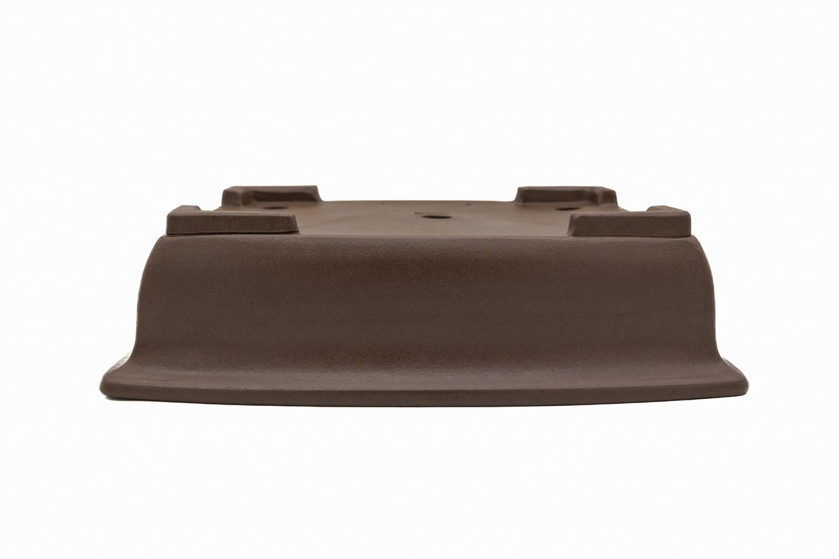 Large Rectangular Gyouzan Japanese Bonsai Pot – Bold Form, Inverted Flat Rim, 16x13x4.5 Chop