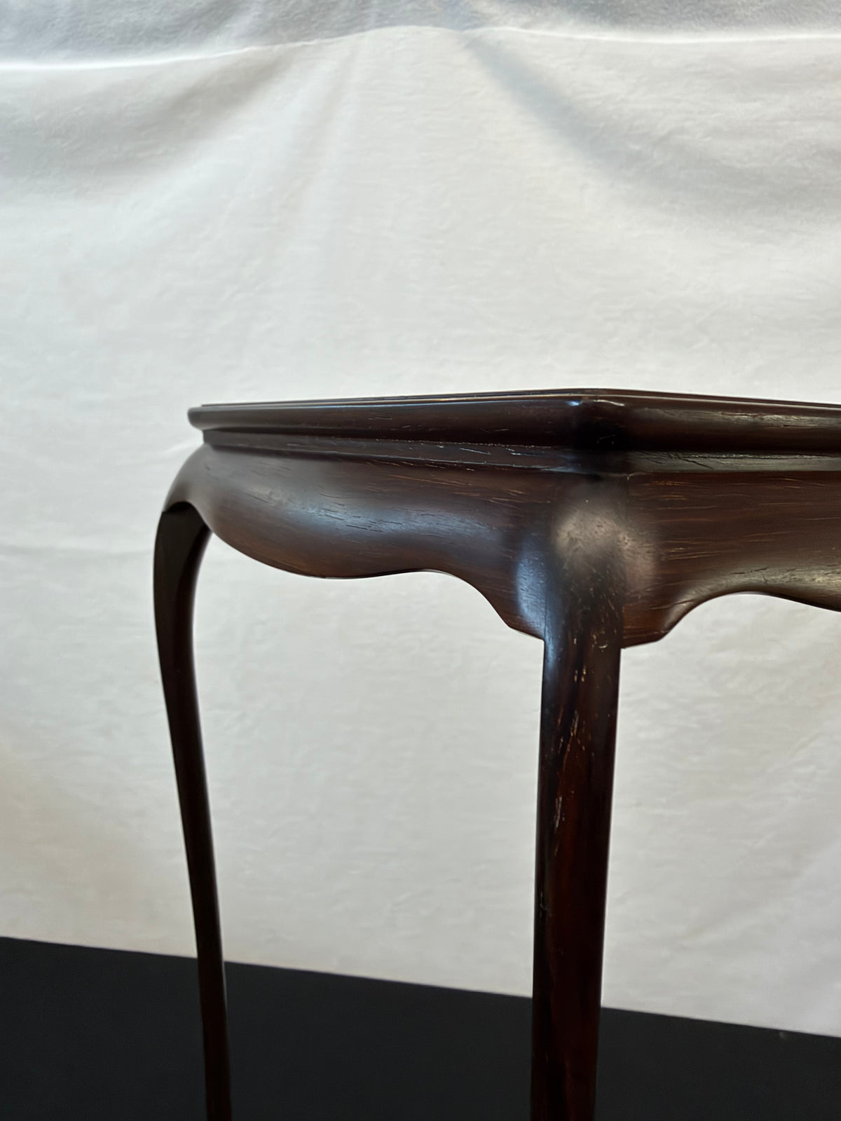 Tall Cabriole-Leg Hardwood Stand, Signed and Seal Marked