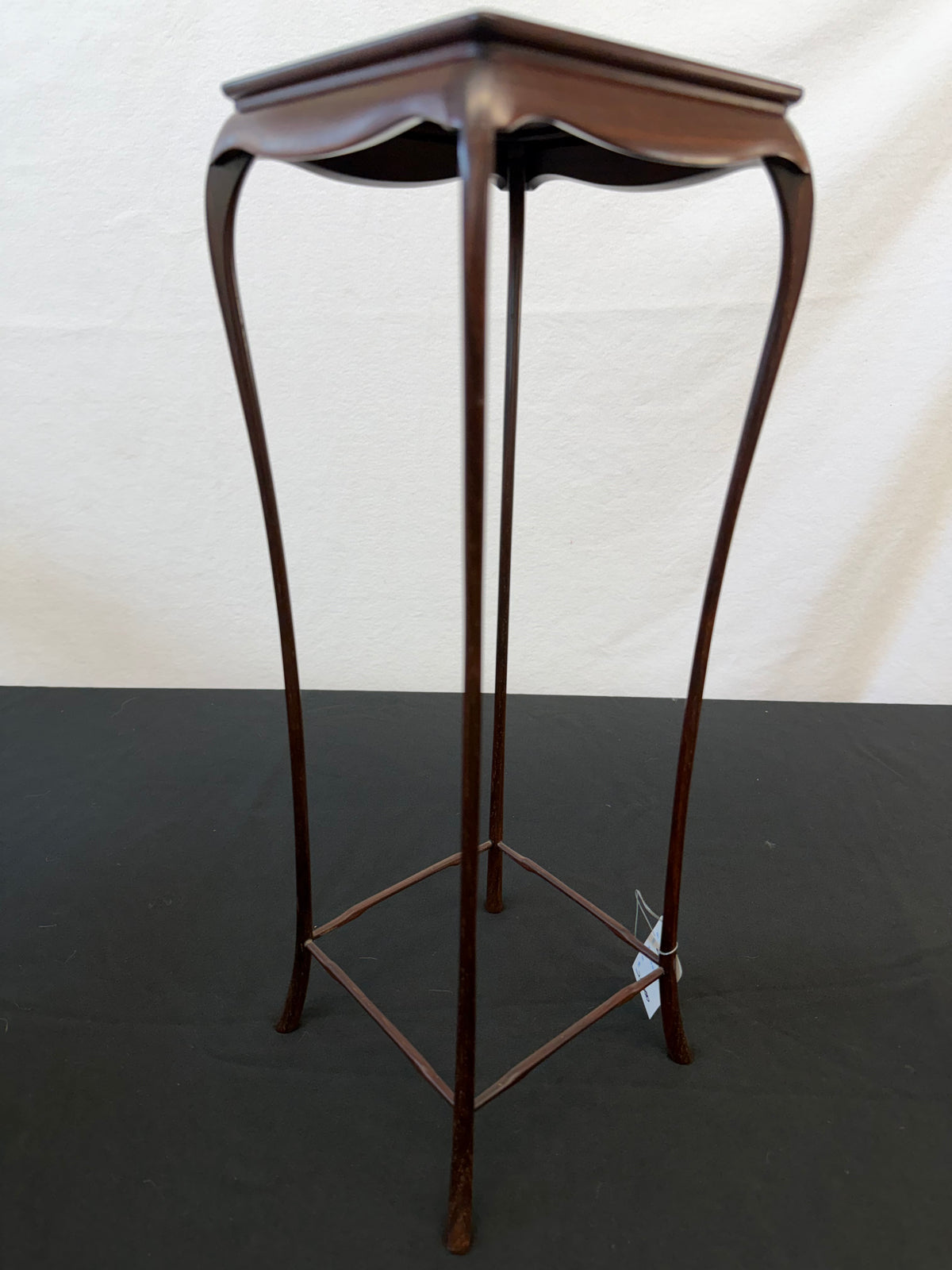 Tall Cabriole-Leg Hardwood Stand, Signed and Seal Marked