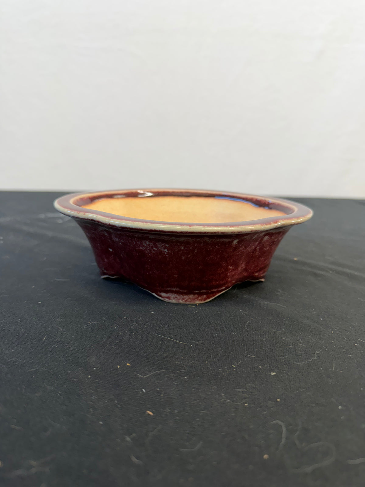 9x7 Inch Koyo Rinka Bonsai Pot – Cinnabar Glaze, Chop Marked