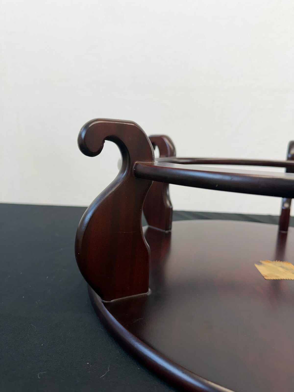 Round Japanese Rosewood Display Stand, 17.75", Scroll Feet
