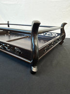 Low Japanese Rosewood Display Table, 29.5" x 17", Carved Scroll Corner Ears