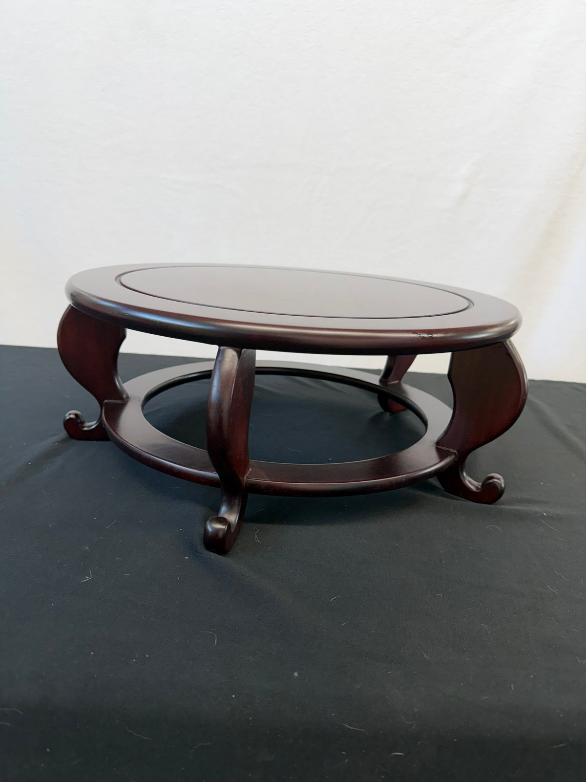 Round Japanese Rosewood Display Stand, 17.75", Scroll Feet