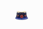 Small Round Ruri Blue Glazed Japanese Bonsai Pot – Biko Kiln, Medallion Chop, Competition Quality, Square Cut Feet