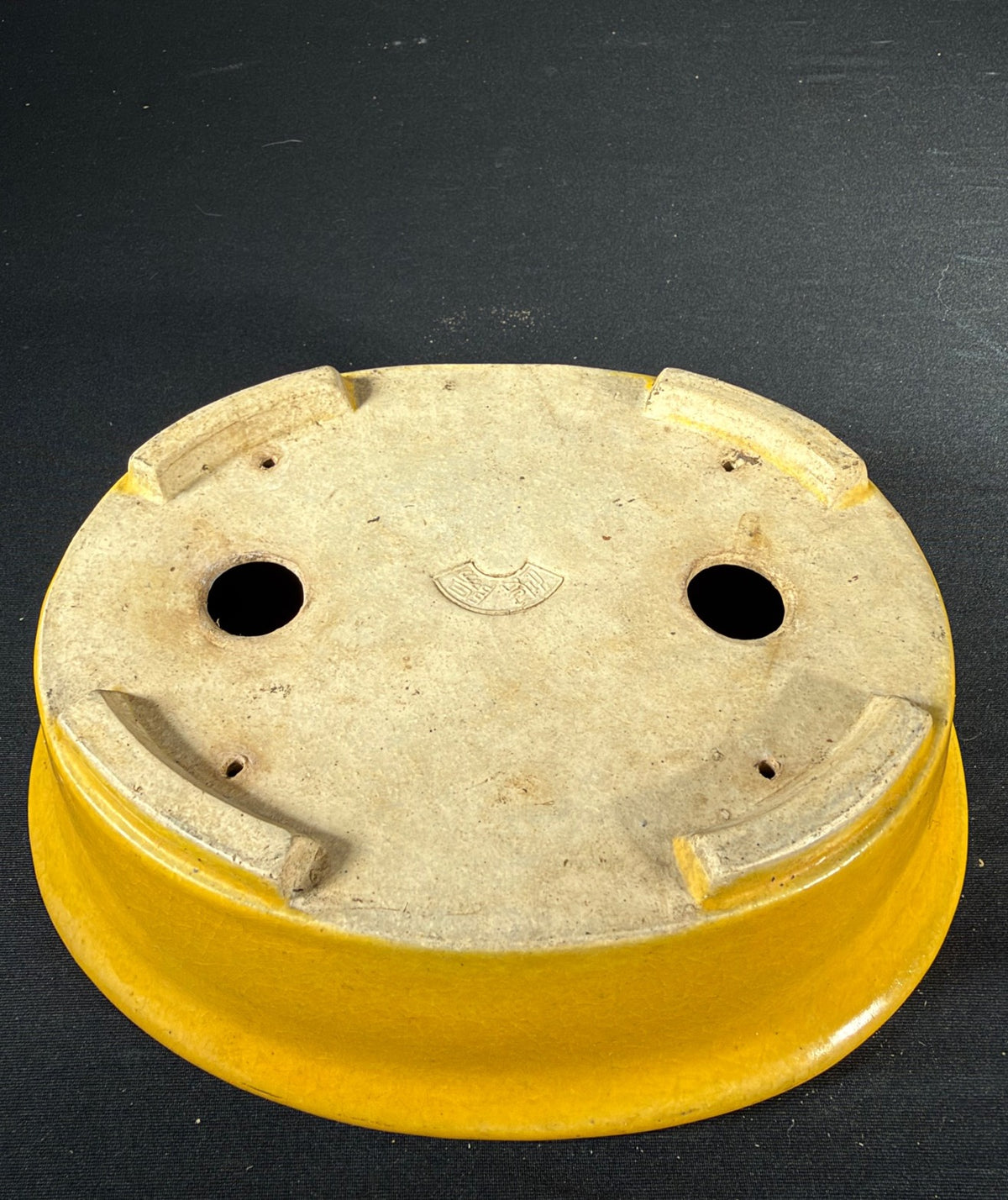 Koyo Yellow Glazed Oval Bonsai Pot 8 x 6.5 x 2