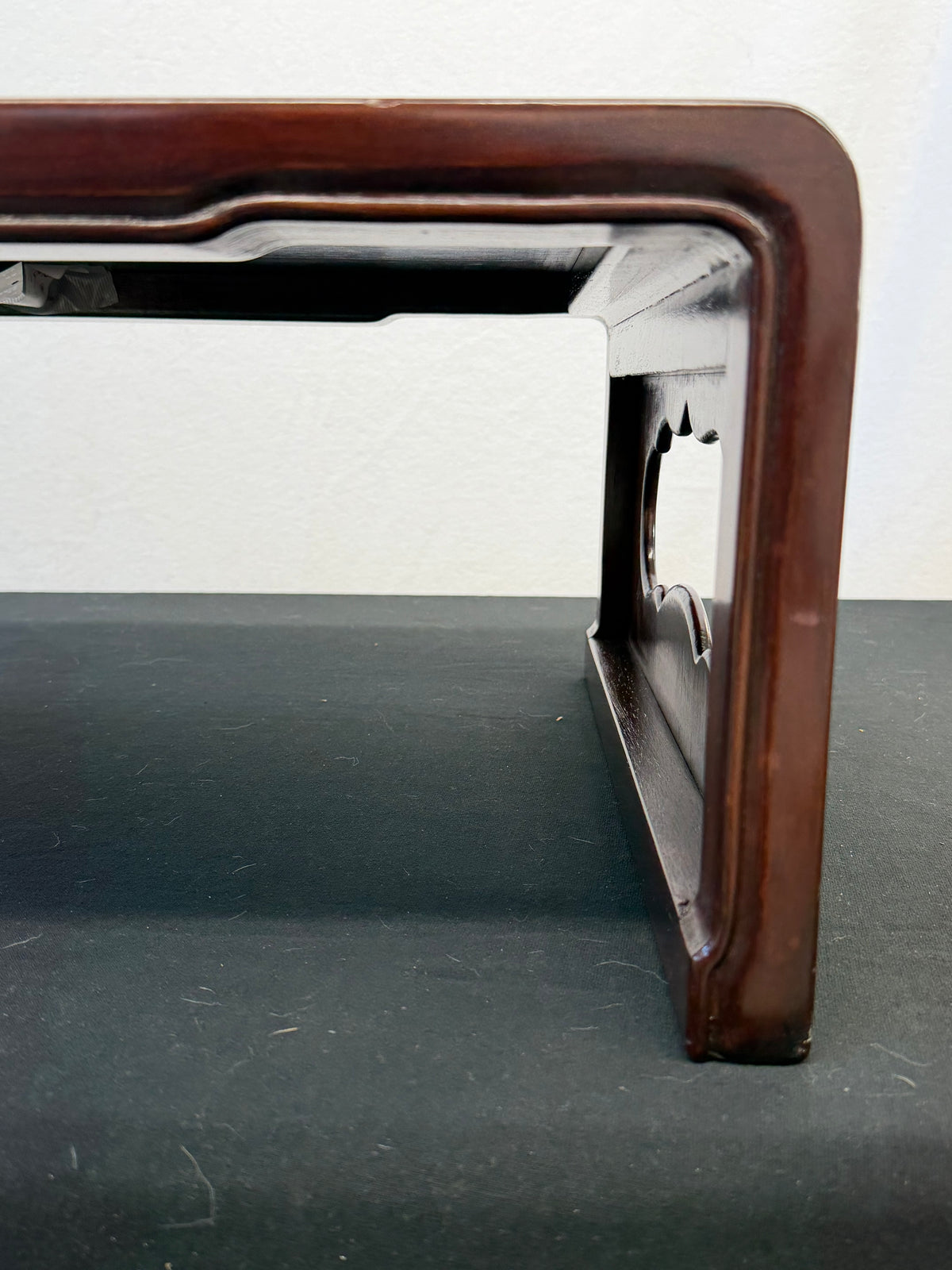 Japanese Rosewood Waterfall Display Table, 27.5" x 19", Cloud-Cut Panel Ends