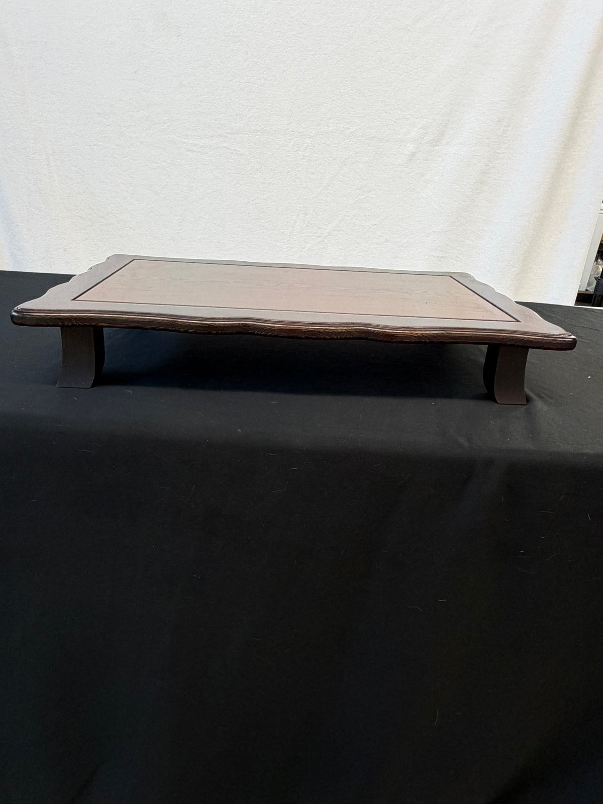 Low Japanese Display Table, 25" x 15", Wavy Edge, Figured Panel (21A)