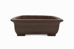 Large Rectangular Gyouzan Japanese Bonsai Pot – Bold Form, Inverted Flat Rim, 16x13x4.5 Chop