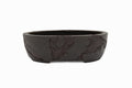 12x10x4 Inch Yamaaki Oval Bonsai Pot #1 – Thick Rim, Unglazed, Double Chop & Nail Signed