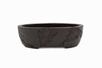 12x10x4 Inch Yamaaki Oval Bonsai Pot #1 – Thick Rim, Unglazed, Double Chop & Nail Signed