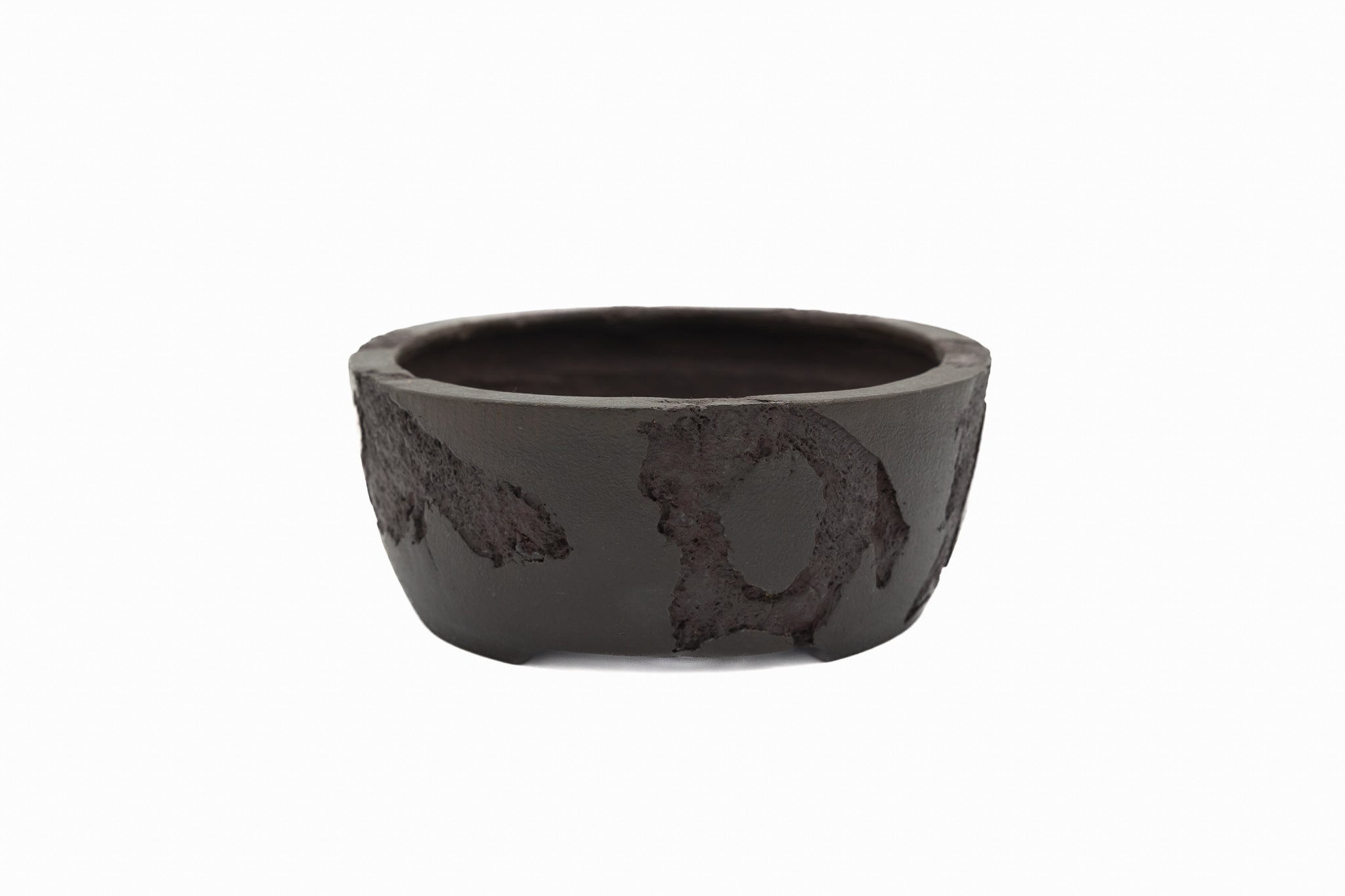 Large Oval Unglazed Yamaaki Japanese Bonsai Pot – Double Chop Nail Signature, Bold Form, Thick Rim